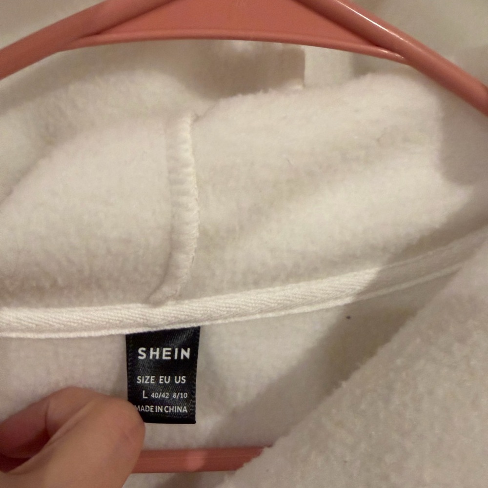 SHEIN White Fleece Pullover Hoodie - Picture 3 of 3
